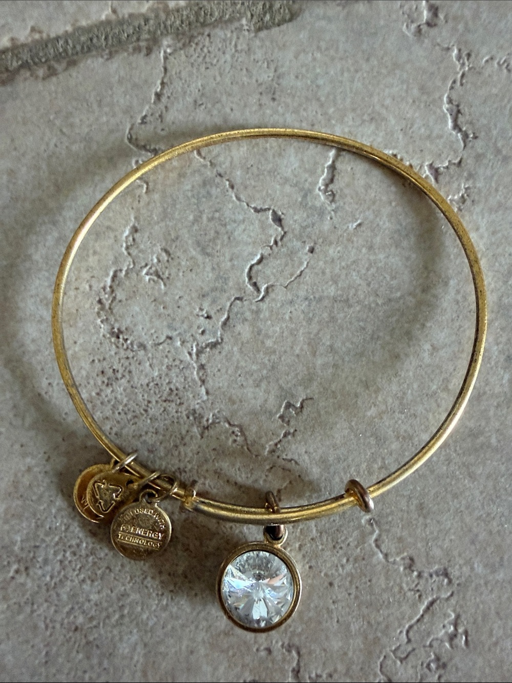 Alex and Ani Gold-Tone Crystal Charm Bangle Bracelet